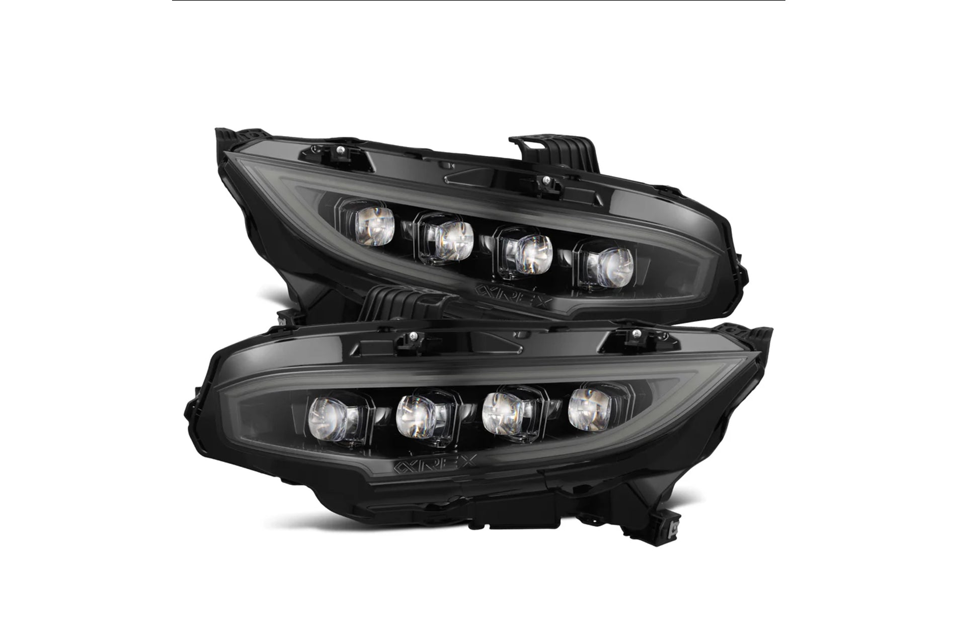 16 21 Honda Civic NOVA Series LED Projector Headlights Alpha Black with Converter for Stock LED Reflector Headlights