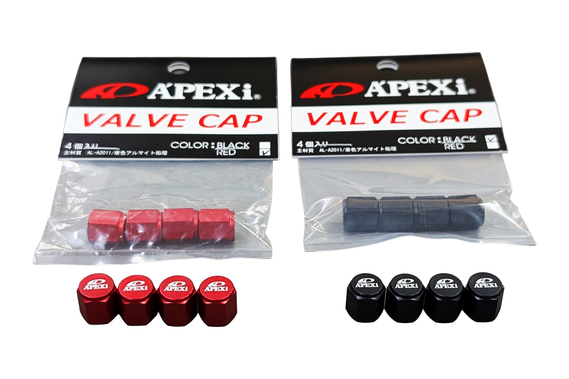 A'PEXi - Aluminum Valve Cap Set - Black or Red ** Pre-Order : ETA
