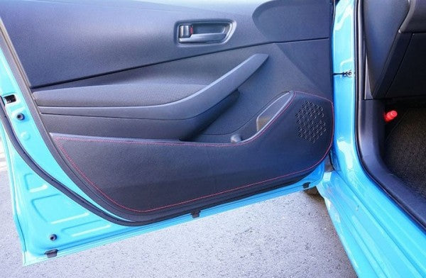 TOM'S Racing- Door Kick Panel Protector for 2019+ Toyota Corolla Hatchback (Red Stitching)