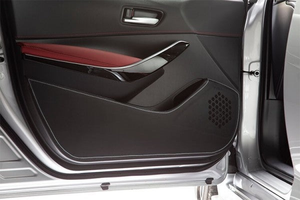 TOM'S Racing- Door Kick Panel Protector for 2019+ Toyota Corolla Hatchback (White Stitching)